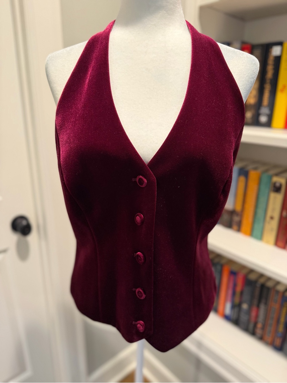 White House Black Market Burgundy Velvet Halter Camisole